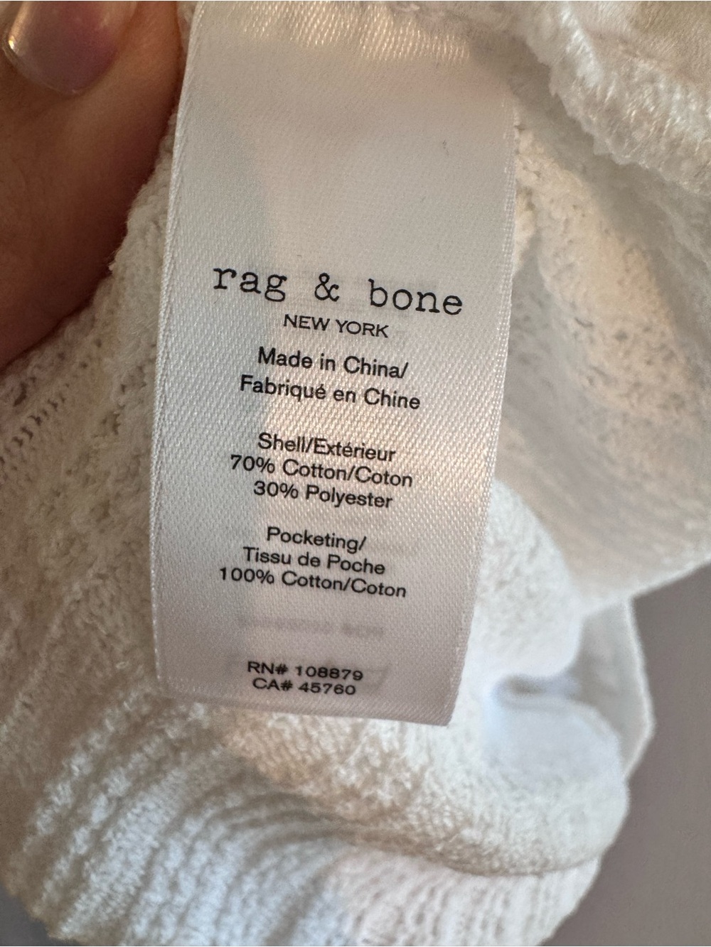 NWT rag & bone White Olivia Drawstring Shorts - Picture 6 of 6